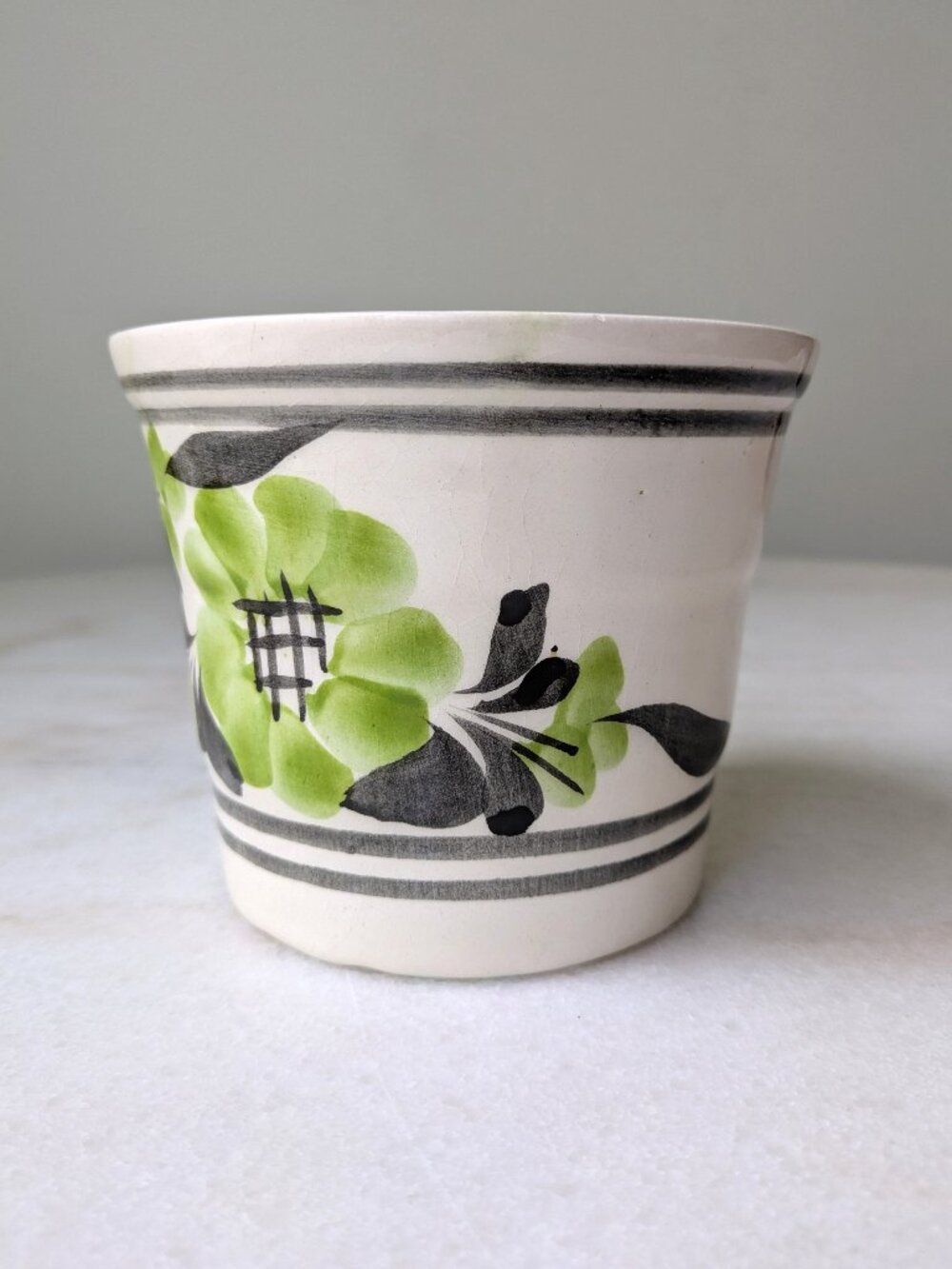 Vintage Handpainted Mexican Pottery Cachepot Planter - Picture 2 of 5